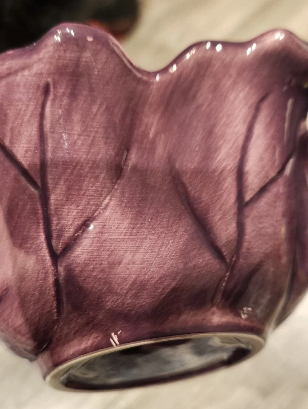 Home Leaf-Shaped Decorative Bowl in Deep Plum